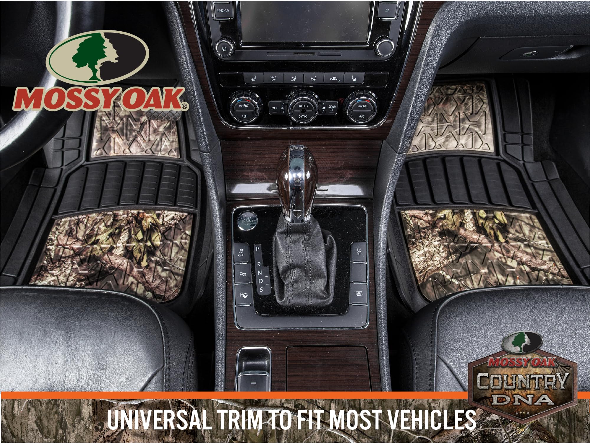 Mossy Oak Camo Trimmable All-Weather Floor Mats - Custom Fit for Cars, SUVs, Vans & Trucks - 4-Piece Set (Official Licensed Product) - Perfect for Off-Roading, Hunting & Outdoor Adventures