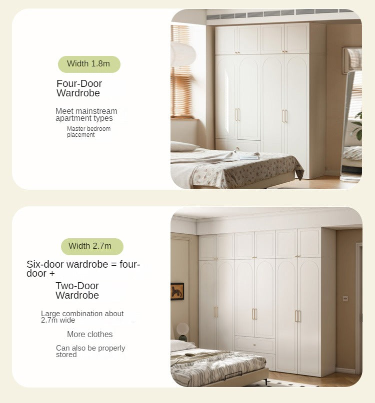 French Cream Pine Solid Wood Wardrobe - Elegant Bedroom Storage for Clothes & Accessories | Perfect for Master Bedroom, Guest Room & Walk-In Closets