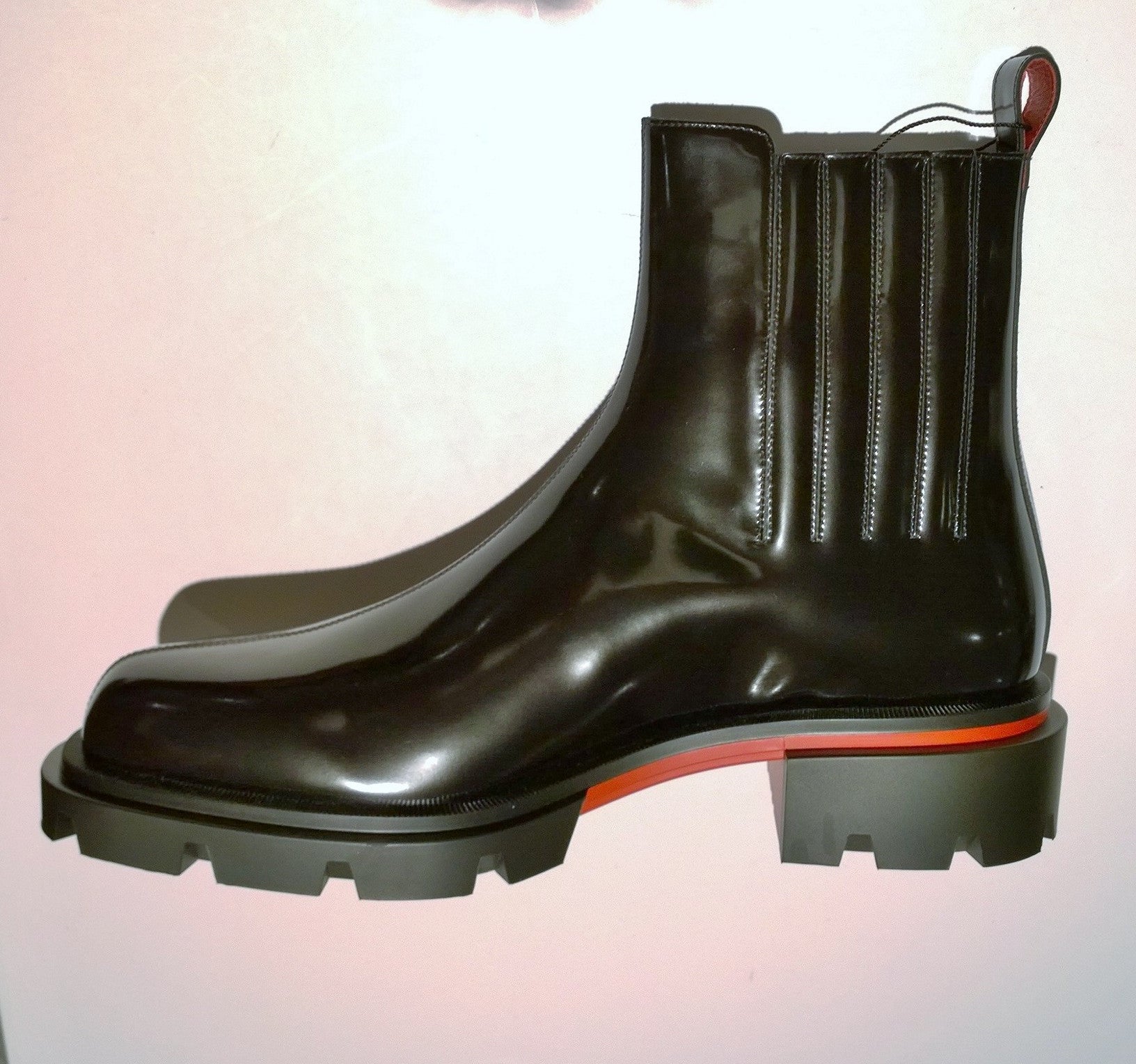 Christian Louboutin Cheney Walk Black Patent Leather Lug Sole Ankle Boots for Women | Fashionable Winter Boots for Night Out & Party Wear