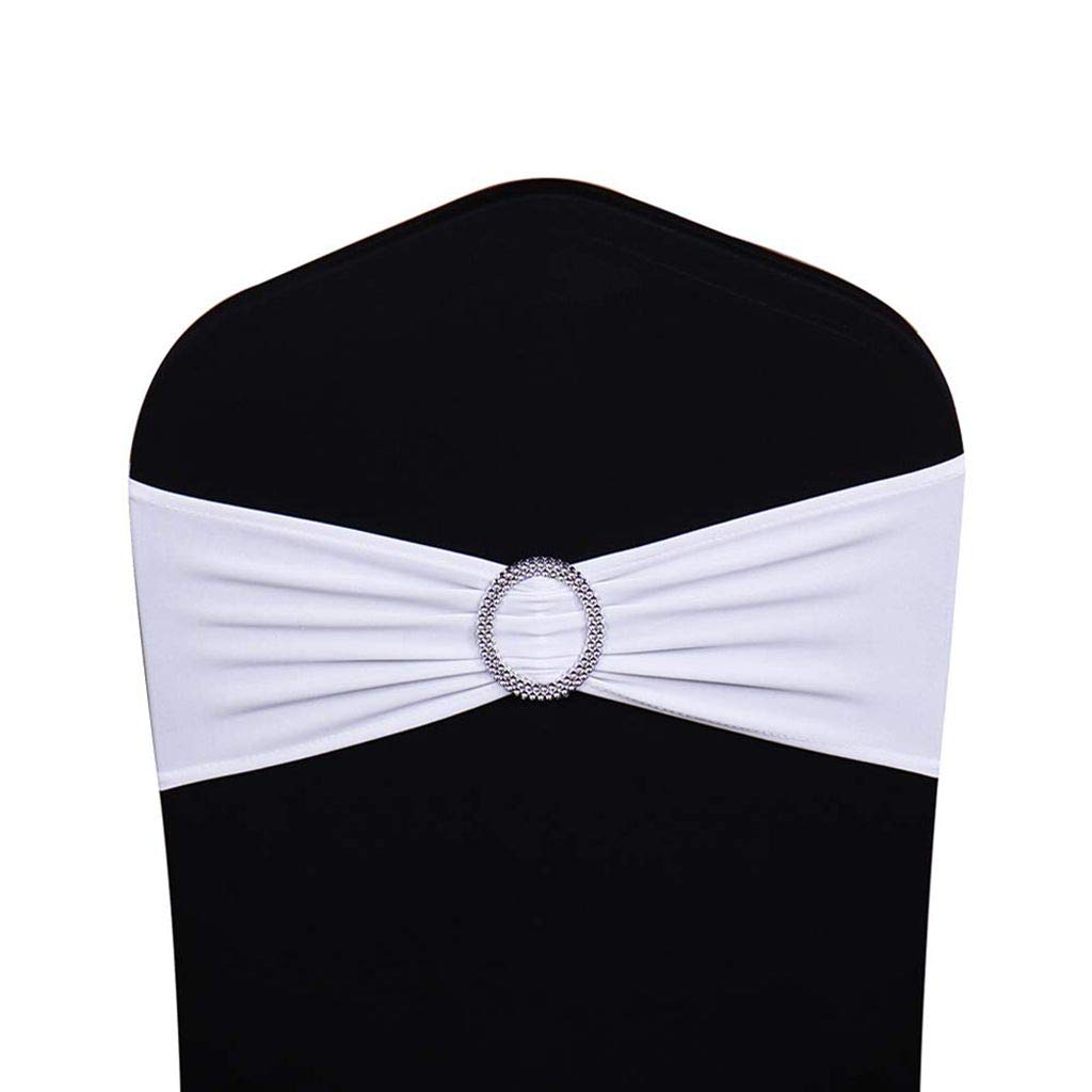 25PCS Elastic Chair Sashes for Wedding Decorations - Adjustable Chair Bands with Buckle for Wedding, Party, Evening Events - Elegant White Chair Sashes for Banquet, Reception, and Bridal Shower Decor