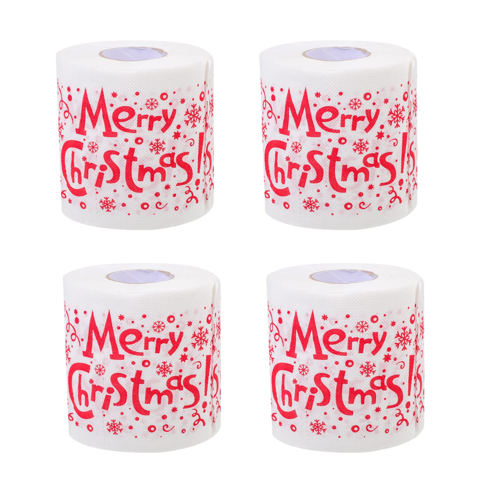 4 Rolls Christmas Printed Toilet Paper - Xmas Holiday Bathroom Tissue with Festive Patterns | Disposable & Funny Design for Parties, Home Decor, and Gifting