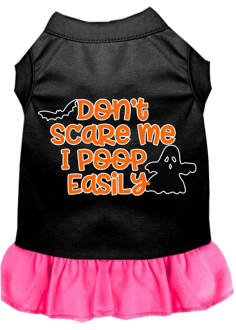 Halloween Pet Costume for Dogs & Cats - 'Don't Scare Me, I Poop Easily' Funny Screen Printed Black with Red Design XS (0-3 lbs) | Cute Halloween Outfit for Small Pets, Perfect for Trick or Treat & Pet Parties