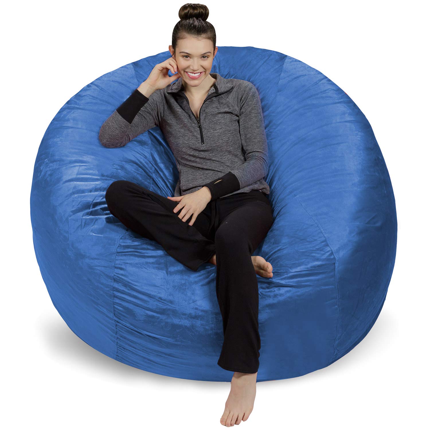6-Ft Royal Blue Sofa Sack Bean Bag Chair Cover Only - Fluffy Round/Oval Replacement for Comfy Reading & Floor Chairs | Perfect for Living Rooms, Dorms & Game Rooms