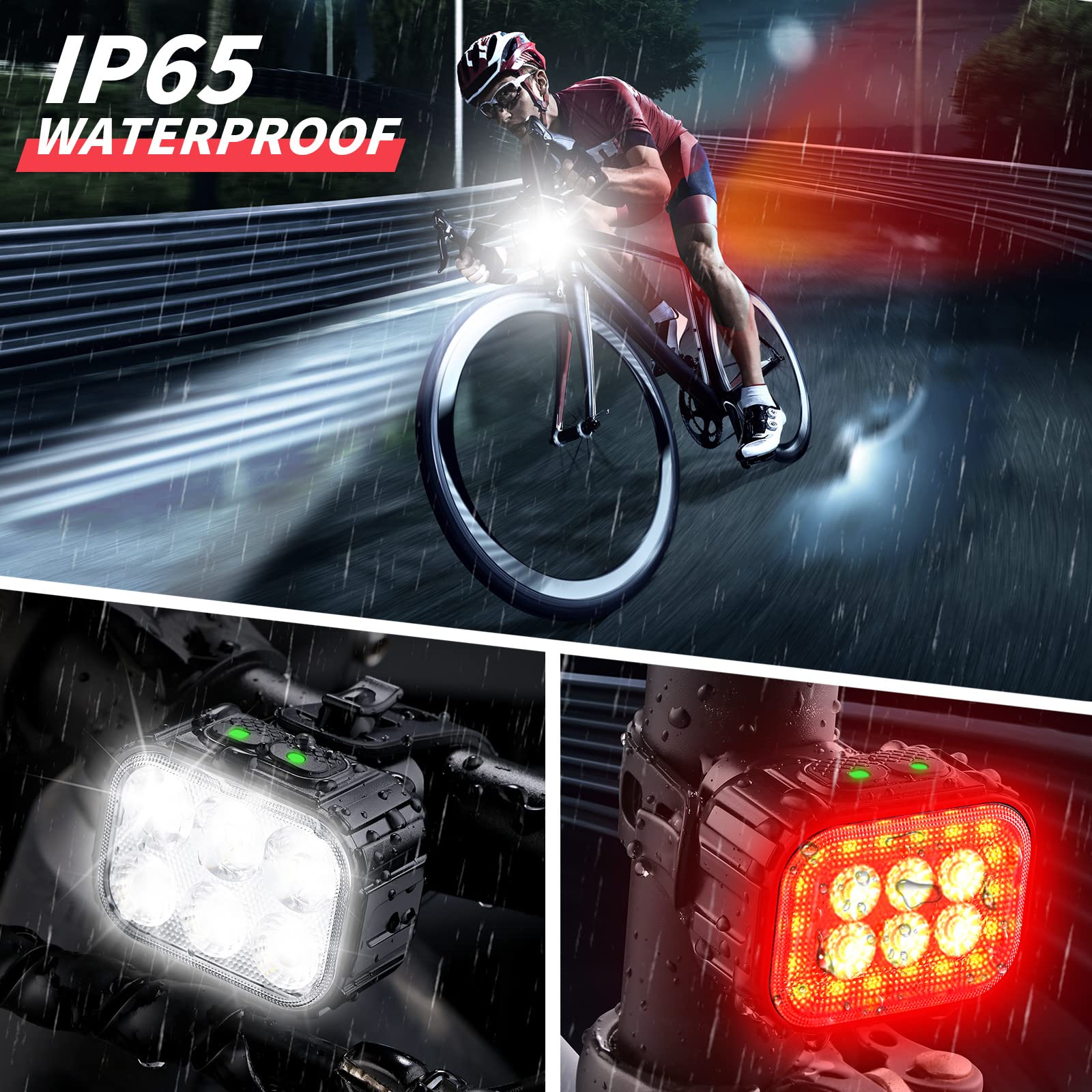 Rechargeable Bike Light Set - Super Bright LED Headlight & Taillight for Mountain Bikes | Waterproof Bicycle Front & Rear Safety Lights | Perfect for Night Cycling, Commuting & Trail Riding