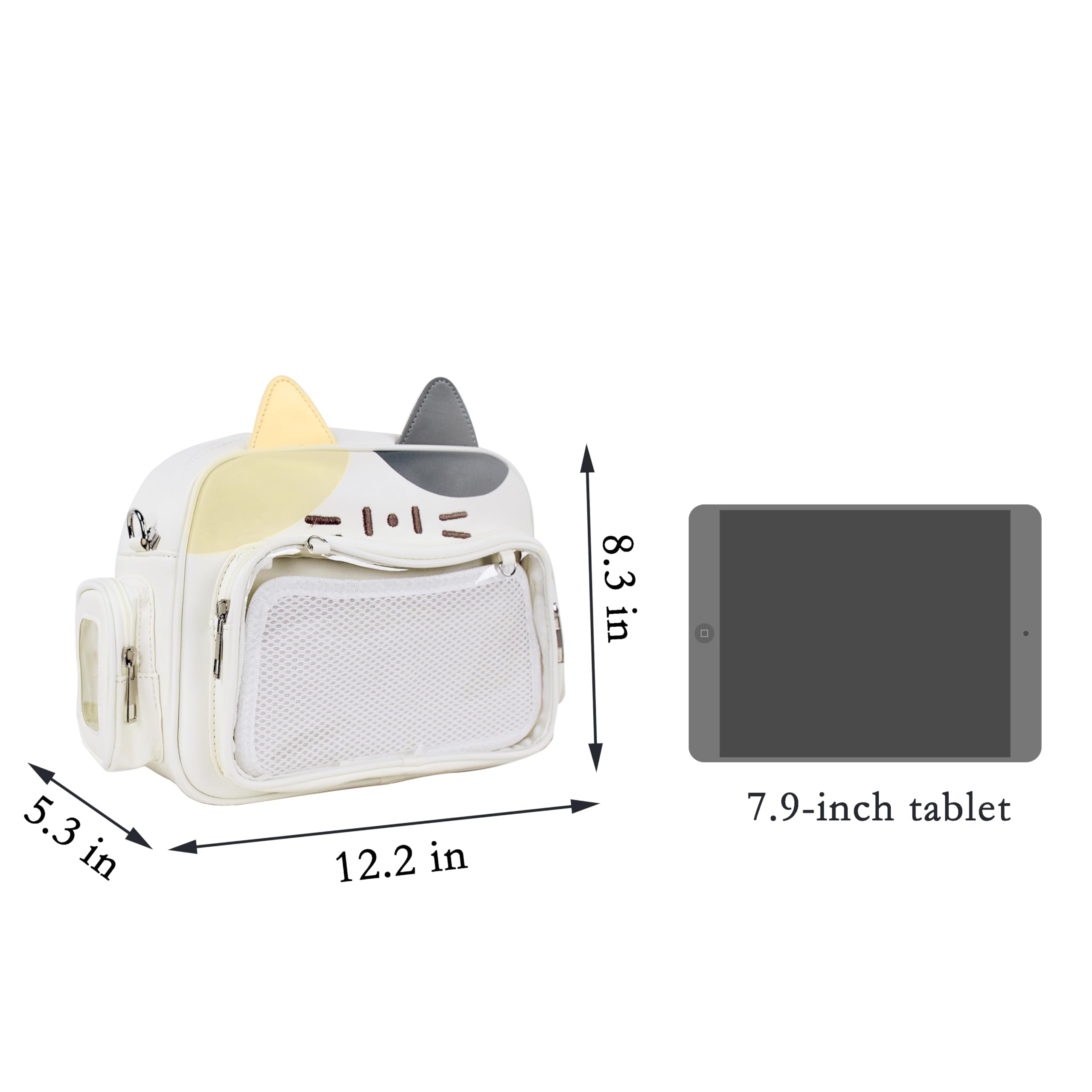Cute Kawaii Ita Bag Cat Backpack for Girls - Y2K Japanese Anime School Bag with Pin Display Panel - Crossbody Shoulder Purse for Cosplay, Conventions & Daily Use (Yellow)