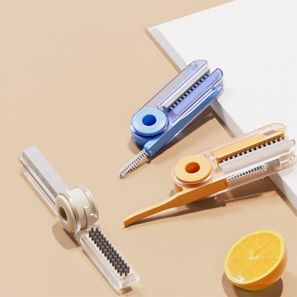 4-in-1 Long Handle Bottle Cleaning Brush with Straw Cleaner - Reusable Water Bottle Brush for Sports Bottles, Baby Bottles, Mugs & Straws - Perfect for Home, Office, Gym & Travel (Orange)