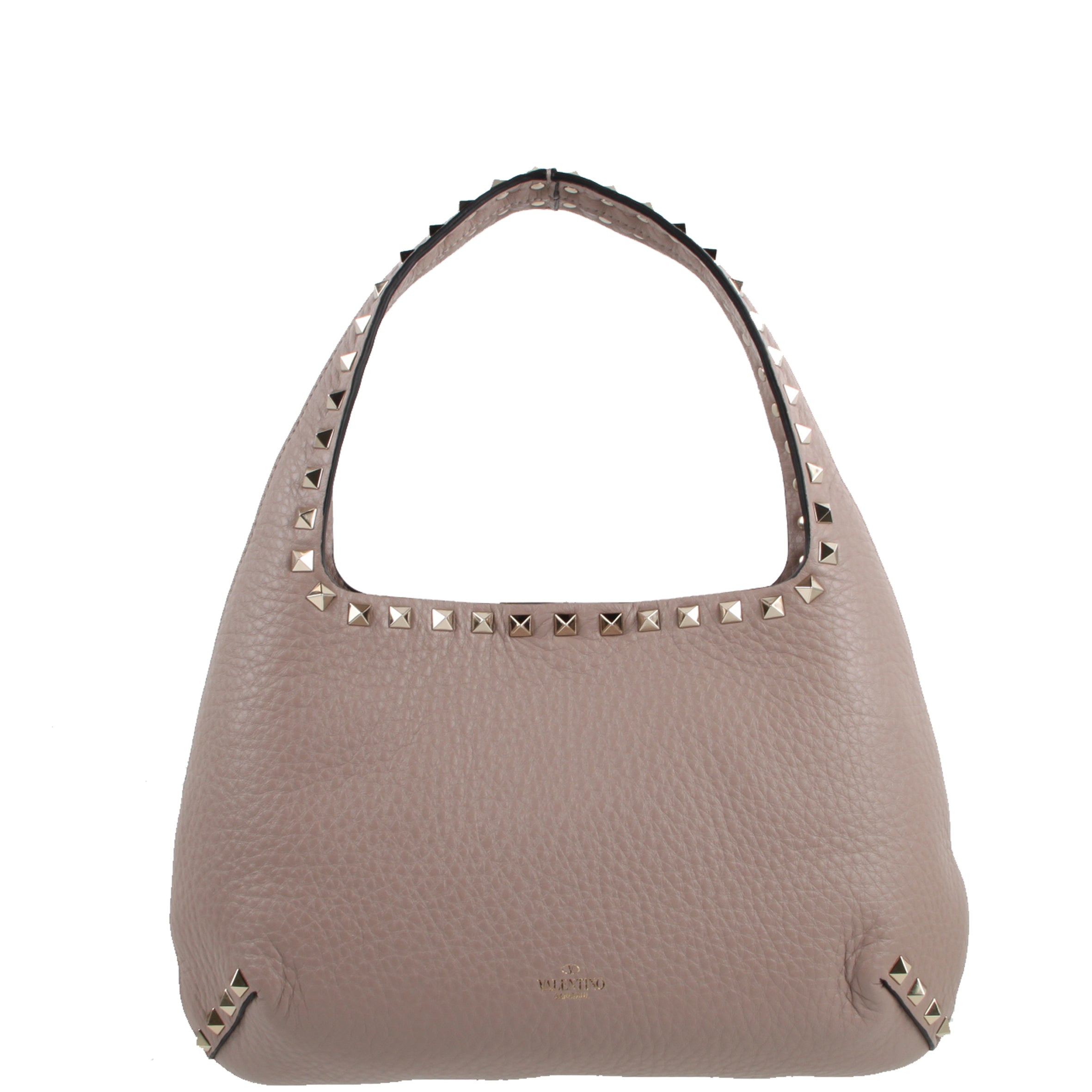 Valentino Rockstud Small Hobo Bag in Poudre Pink - Elegant Crossbody Purse for Women, Perfect for Date Night & Evening Events