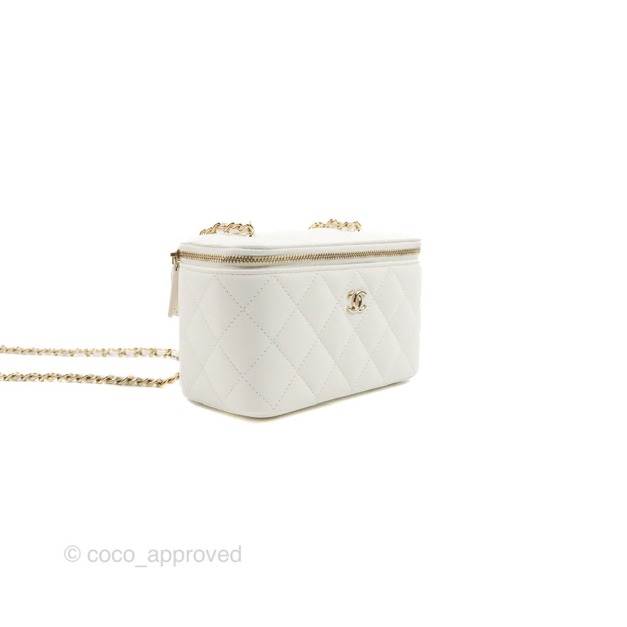 Chanel Ball Crush Vanity Bag with Chain - White Lambskin Leather & Gold Hardware - Luxury Crossbody Clutch for Women, Perfect for Evening Parties & Special Occasions