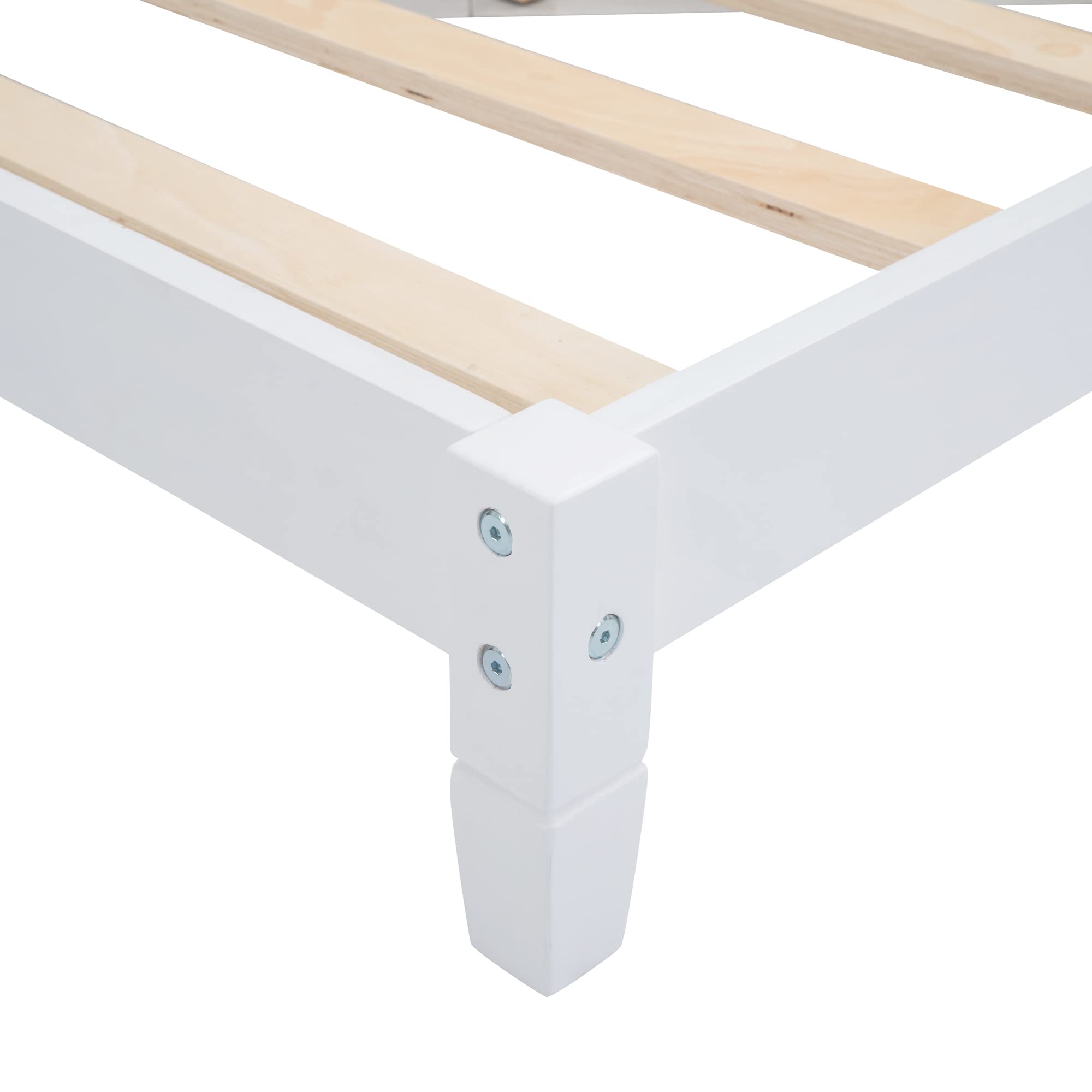 Twin Daybed Frame with Backrest - White Wood Sofa Bed for Kids & Teens - Living Room & Bedroom Use