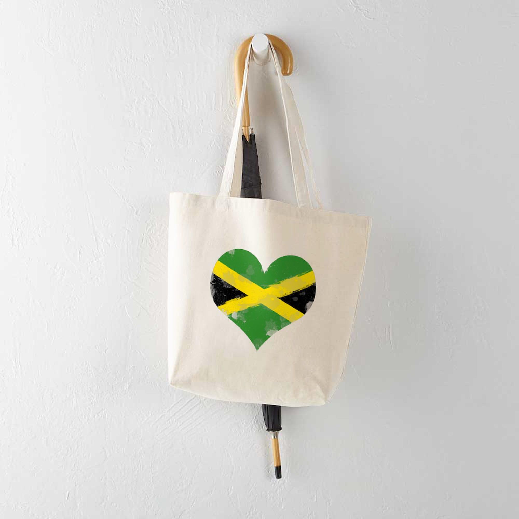 CafePress Jamaican Heart Tote Bag - Natural Canvas Reusable Shopping Bag for Groceries, Beach & Everyday Use