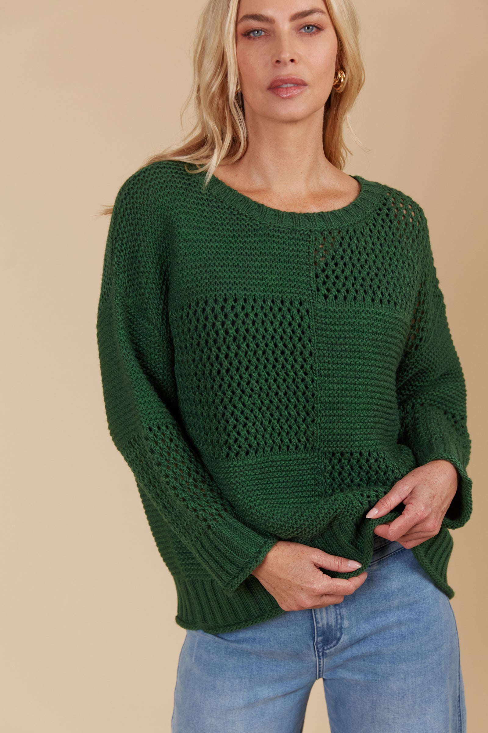 Luna Jumper - Soft & Stylish Pine Green Knit Sweater for Women | Cozy Fall & Winter Fashion | Perfect for Casual Outings & Office Wear