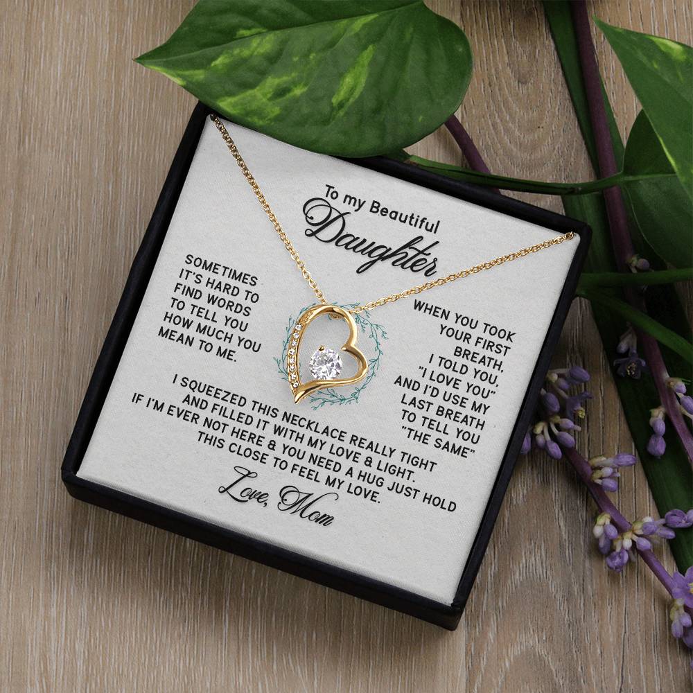 Beautiful Jewelry Necklace for Daughter - Thoughtful Gift from Mom in White or Yellow Gold Finish - Perfect for Birthdays, Graduation & Special Occasions