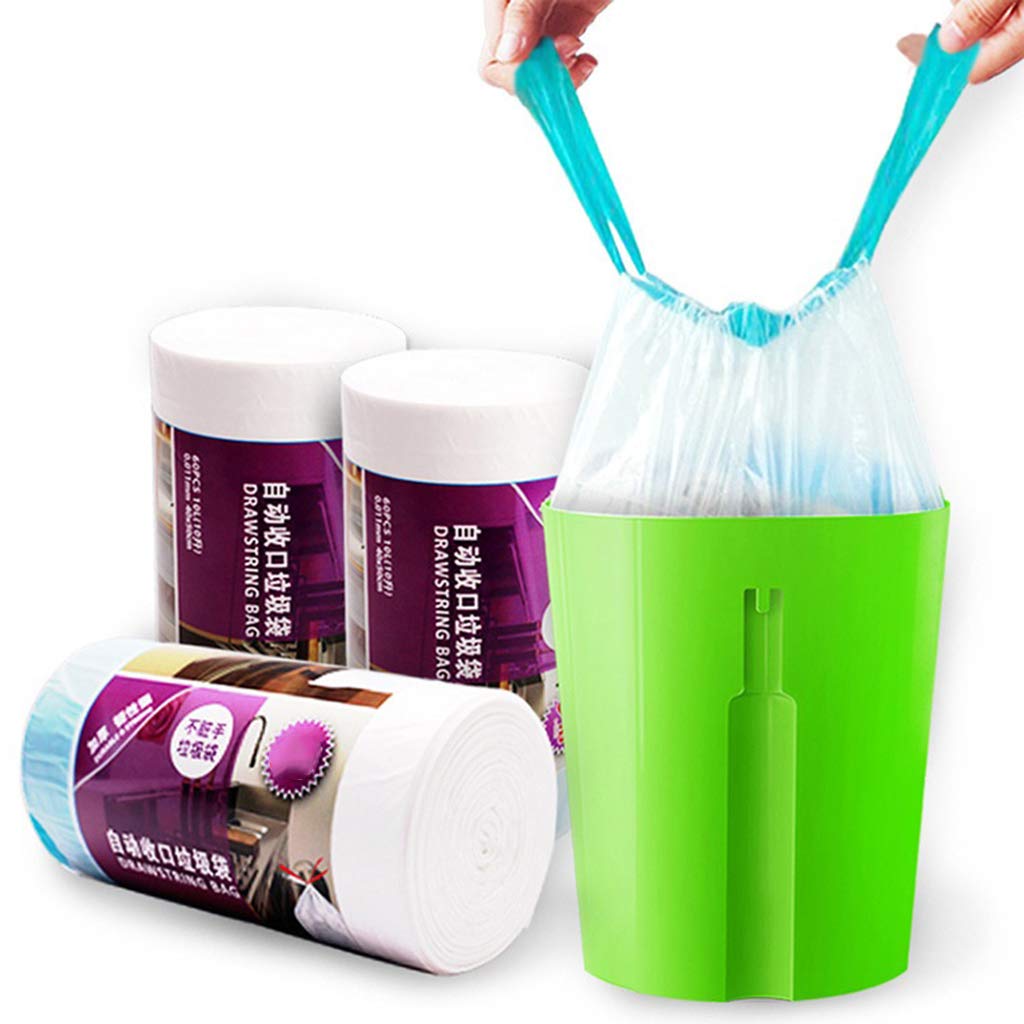 Automatic Sealing Kitchen Garbage Bags - Strong Clear Plastic Trash Bags for Household Waste, 3 Rolls - Perfect for Kitchen, Bathroom & Office Disposal