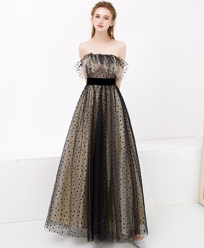 Elegant Black Tulle Long Prom Dress & Evening Gown for Women - Perfect for Formal Dances, Weddings, and Special Occasions
