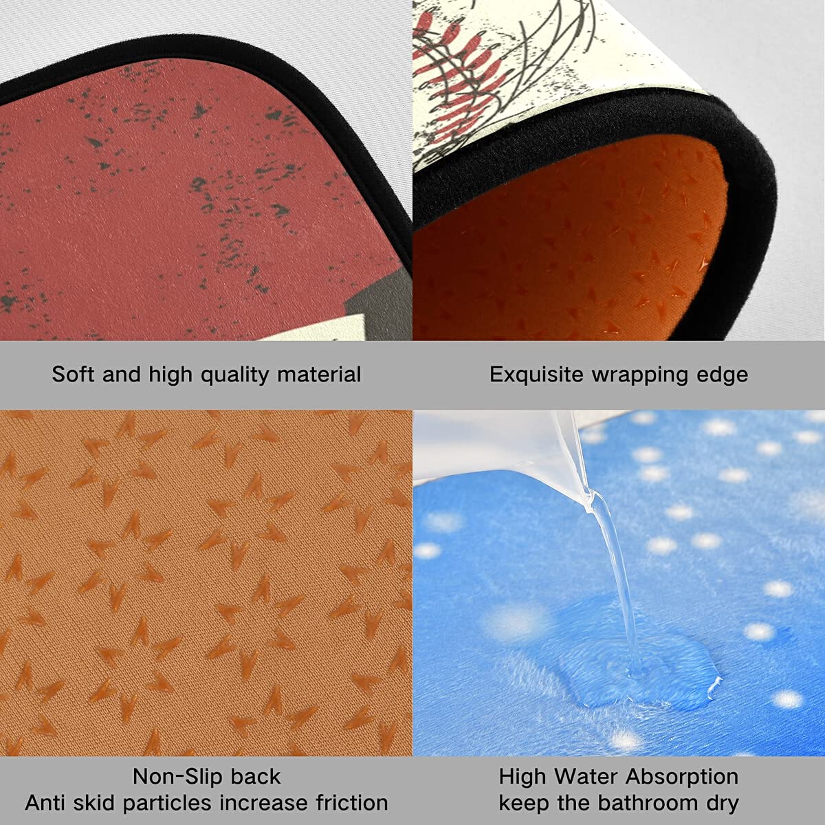 3-Piece Non-Slip Washable Baseball Kitchen Rugs and Mats Set, 2 Runner Rugs for Home, Kitchen, Laundry, and Bathroom Floor Decoration