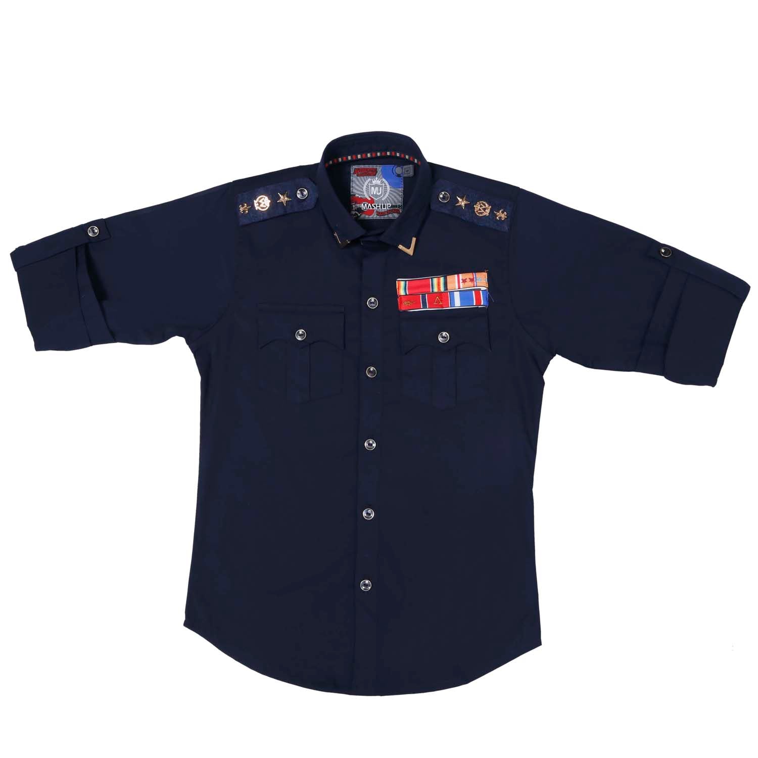 Mashup Designer Navy Blue Casual Shirt for Men | Stylish & Comfortable Cotton Button-Down Shirt | Perfect for Office, Business, and Everyday Wear