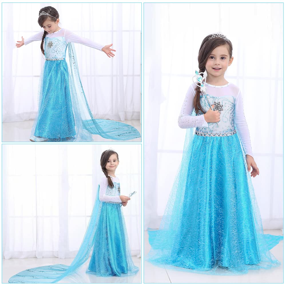 Royal Princess Dress Costume for Girls - Elegant Birthday Party Dress Up, Queen Cosplay with Crown, Wand & Gloves Accessories | Perfect for Halloween, Birthday Parties & Dress-Up Play