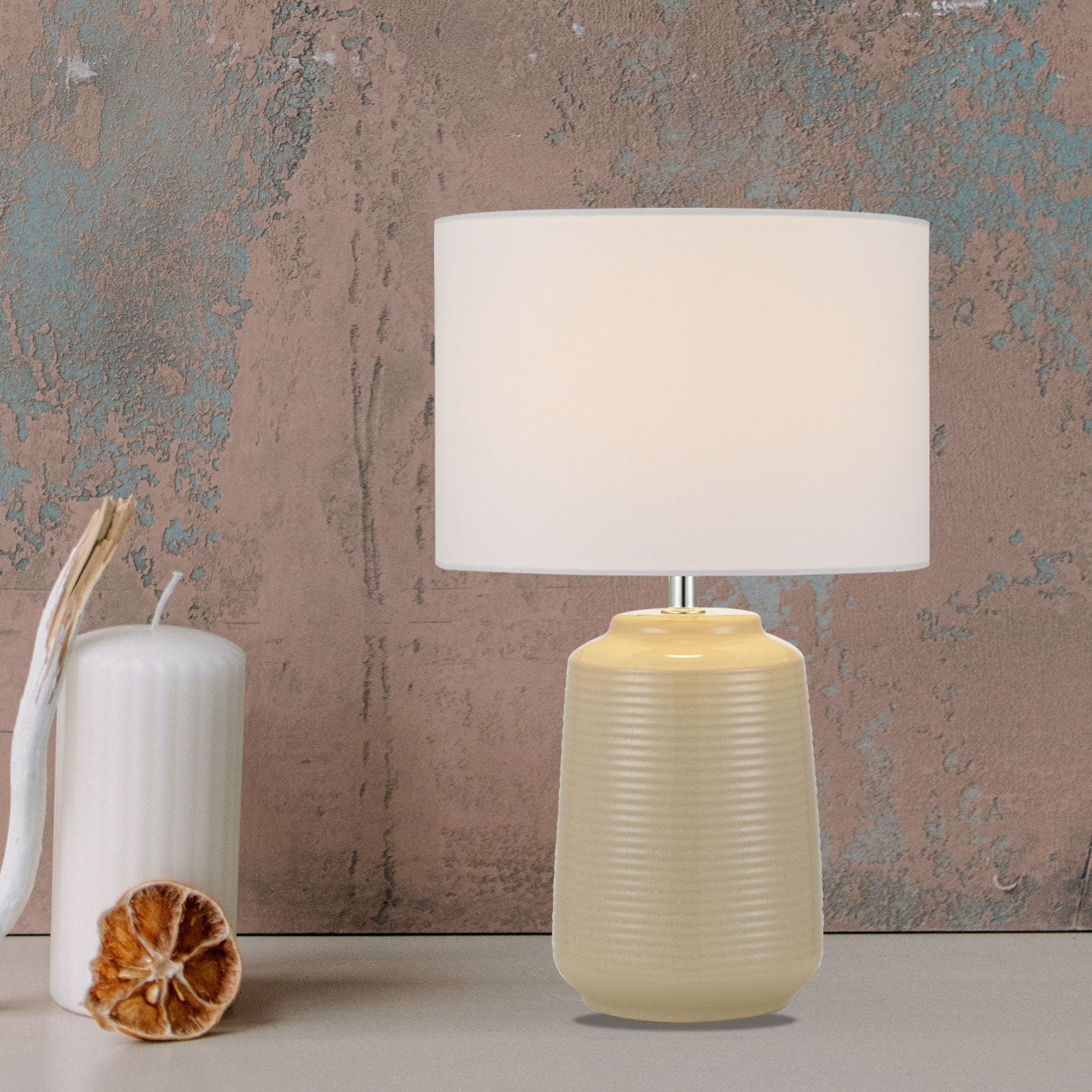 Anni Cream White Table Lamp - Modern Bedside Nightstand Lamp for Living Room, Bedroom, and Office Decor