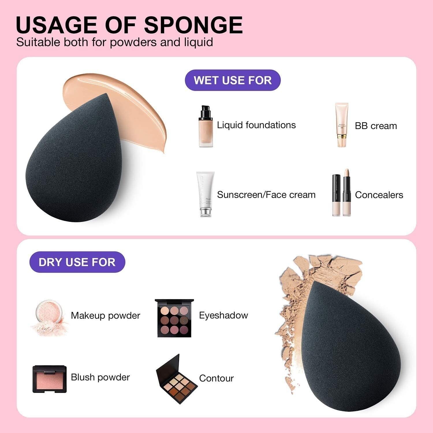 Fenny's Creations Non-Latex Makeup Sponge Set - 3 Pack Soft Blending Sponge for Foundation, Liquid, Cream & Powder - Multi-Color Mini Beauty Blender for Flawless Makeup Application - Perfect for Travel & Everyday Use