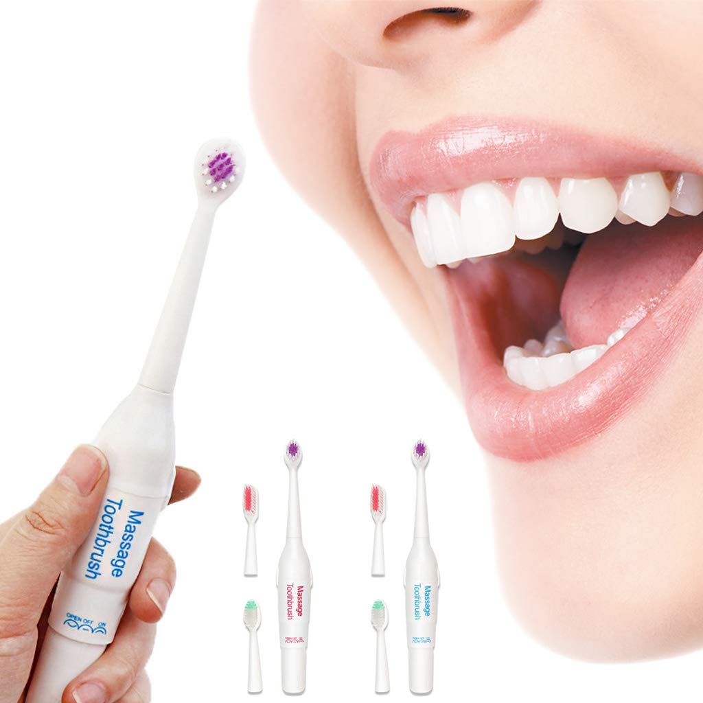 Gergxi Electric Toothbrush for Adults - 3 Head Replacement, Battery Operated & Portable - Perfect for Travel, Home & Daily Oral Care