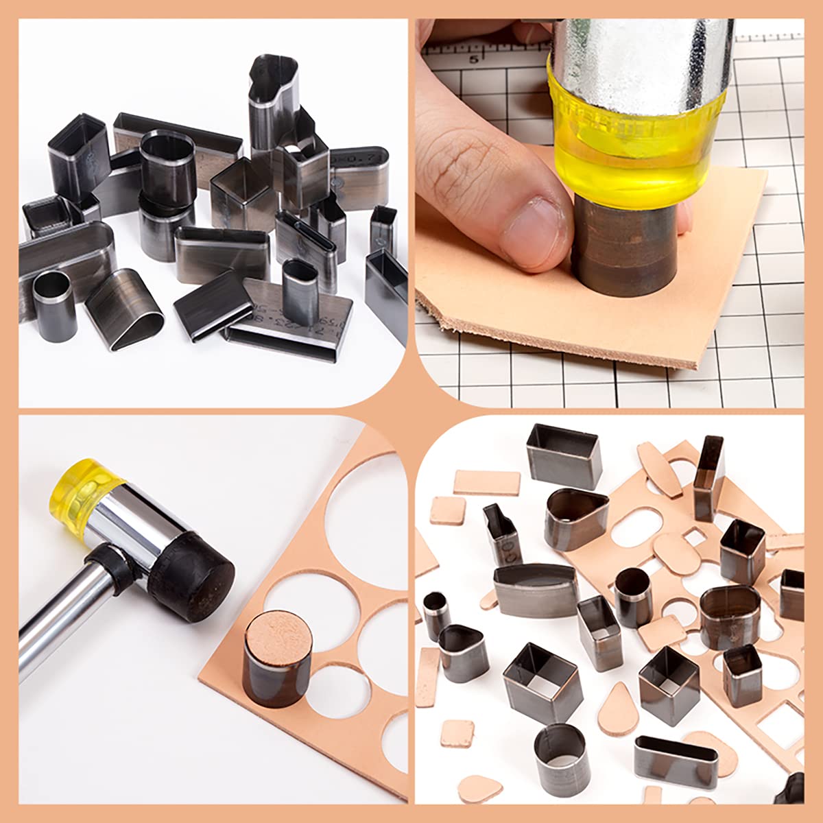 WUTA 39-Piece Hollow Punch Set - Leather Hole Punch Tool Kit for DIY Crafting, Manual Die Cutting Mold for Leatherworking, Shoe Making, Belt & Wallet Repair | Perfect for Leather Crafting, Bookbinding & DIY Projects