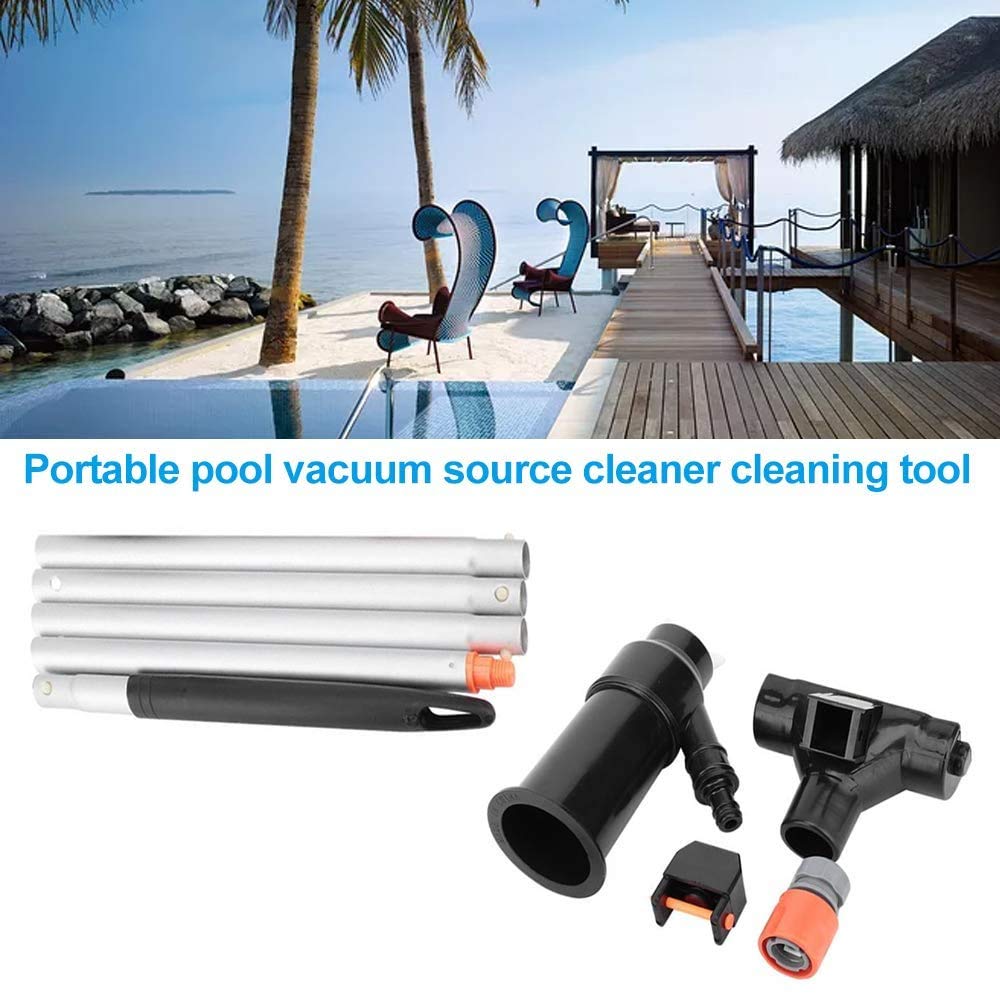 Portable Jet Pool Vacuum Cleaner - Handheld Manual Above Ground Pool Cleaner with Head & Pole Kit | Quick Debris Removal for Summer Waves Pools | Ideal for Inground & Above Ground Pools, Spas, Small Water Features | Perfect for Backyard, Vacation Homes & Pool Maintenance