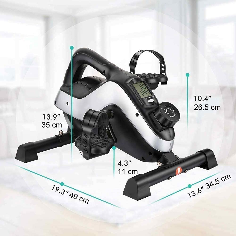 Portable Magnetic Mini Exercise Bike - Arm & Leg Pedal Exerciser for Home & Office Workout, Compact Desk Bike for Indoor Fitness, Black/White - Perfect for Under Desk Cycling & Physical Therapy