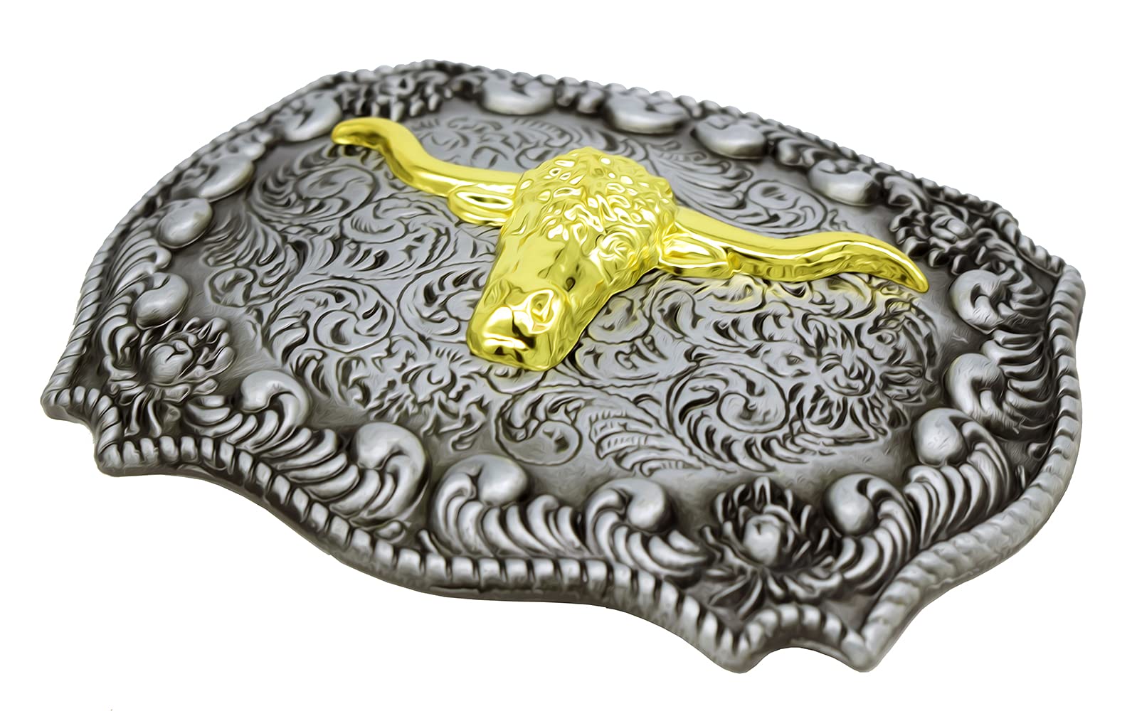 Authentic Texas Style Cowboy Western Belt Buckle with Long Horns Bull Design - Perfect for Rodeo, Country Music Festivals & Western Fashion Outfits