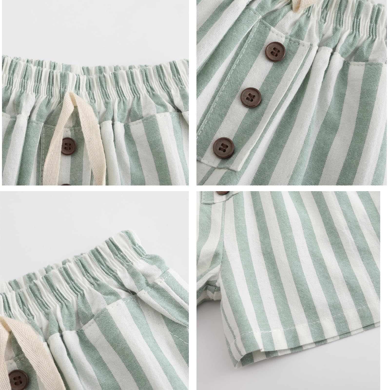 Ashmyova Boys' Classic Cotton Shorts - Lightweight Striped Elastic Waist Casual Summer Shorts for Toddlers (2-Pack) | Perfect for Playtime, Beach & Outdoor Activities