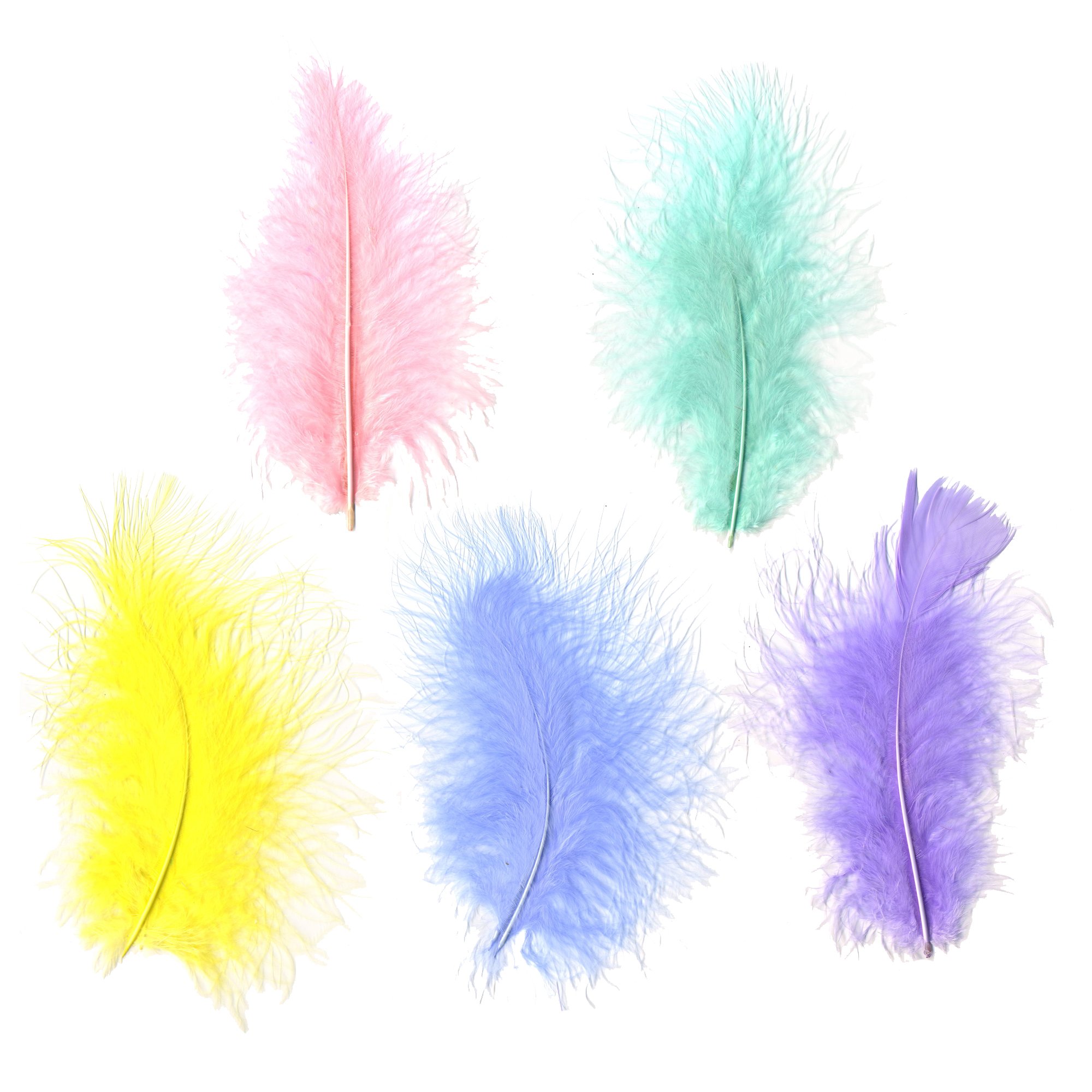 ZUCKER™ Turkey Marabou Mix Dyed Feathers - Spring Color Assortment for Fly Tying, Crafting & Costume Design | DIY Fishing Lures, Bohemian Decor & Festival Accessories