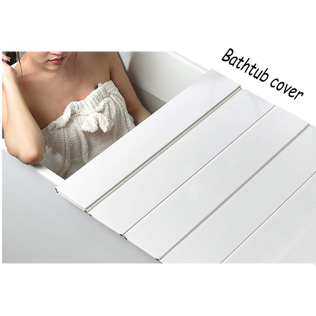 YSYP White PVC Bathtub Tray & Cover - 65×112cm Folding Dust Board, Bath Lid & Insulation Panel | Perfect for Relaxing Baths, Reading & Spa Time