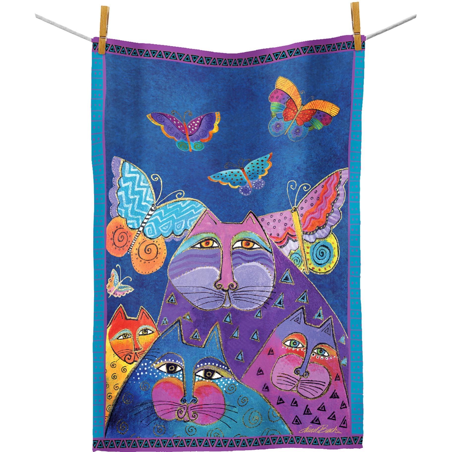 **Laurel Burch Flutterbyes Tea Towels - 18 x 28 Inches, 100% Cotton Super Soft & Absorbent Kitchen Dish Towels (1 Count) - Perfect for Drying Dishes, Decor & Gift Giving**