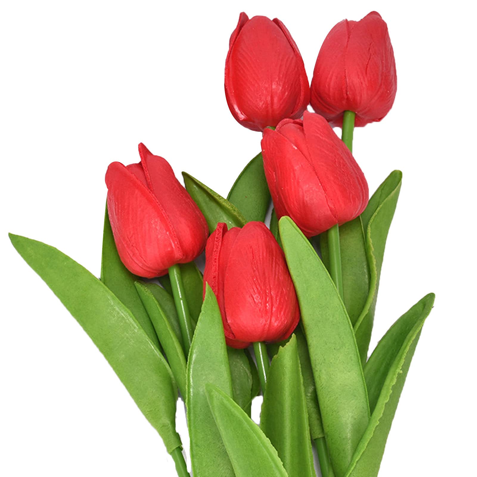 5Pcs Artificial Tulip Flowers - Realistic Fake Floral Bouquets for Home Decor, Wedding, Party & Office Decoration - Red