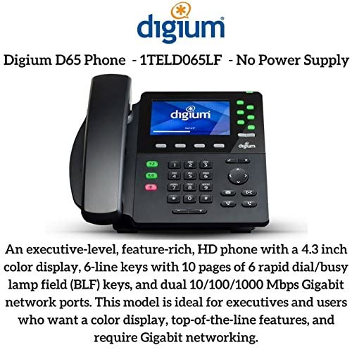 D65 6-Line SIP Business Phone with HD Voice, Gigabit Ethernet & Wireless Headset | 4.3