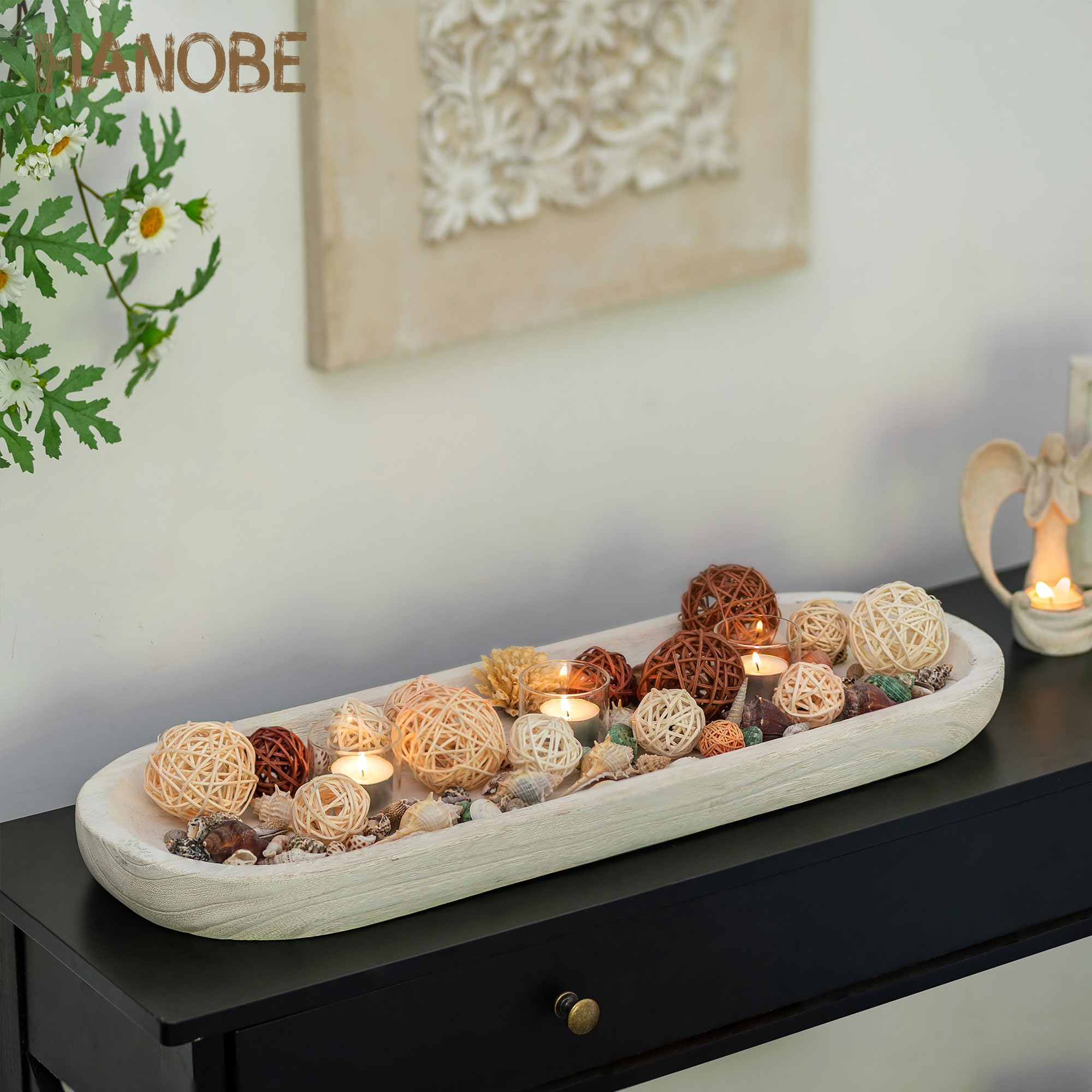 Hanobe Large Wooden Decorative Bowl - 25.5