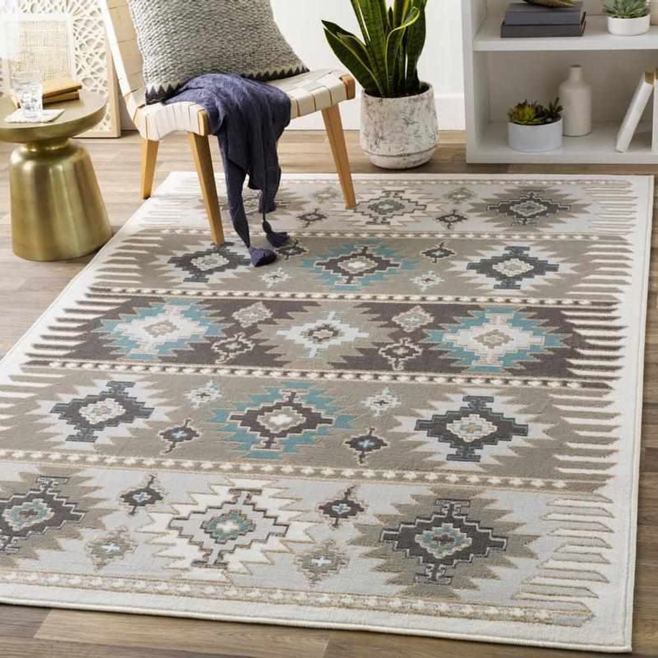 Mark&Day 2x3 Bohemian Area Rug - Silver Gray & White Non-Slip Living Room Carpet for Bedroom, Kitchen, Dorm | Soft & Durable Home Decor (2' x 2'11