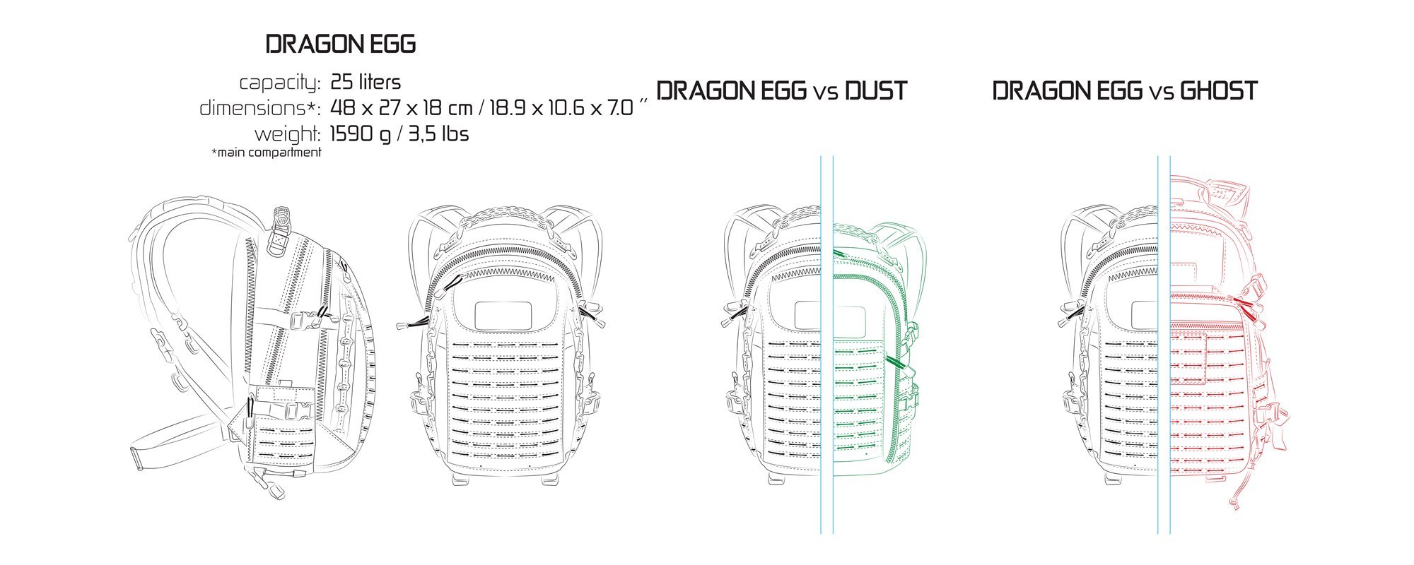 Tactical Backpack Dragon Egg Design - Shadow Grey for Outdoor Hiking, Camping & Military Use