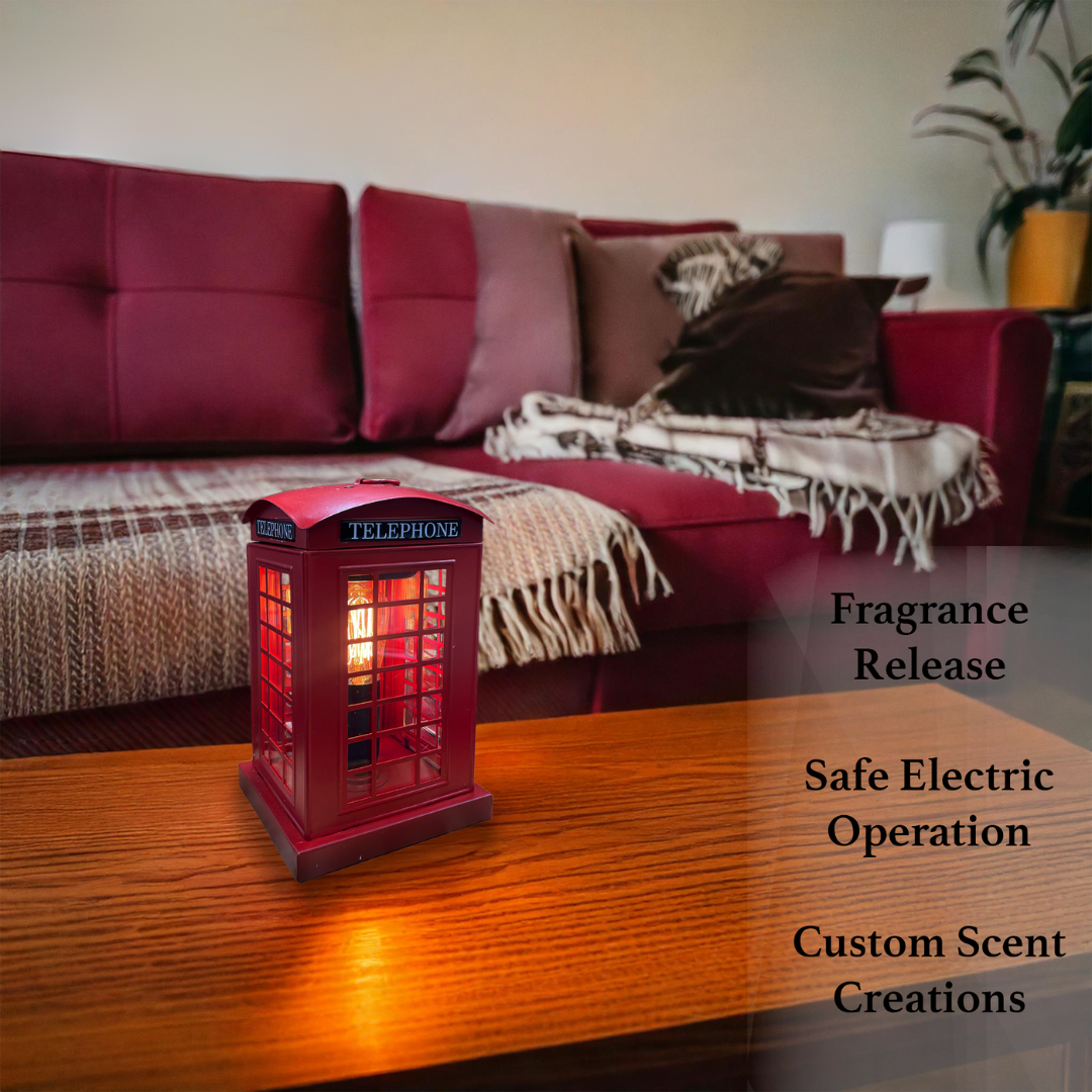 Vintage-Style Cello Telephone Box Electric Wax Warmer - Aromatherapy Wax Melt Burner for Home, Office & Spa Relaxation