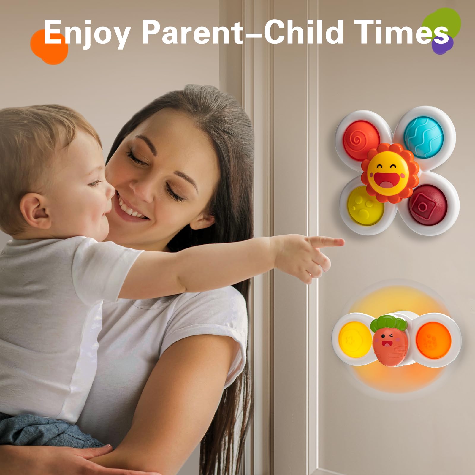 TOHIBEE 3PCS Baby Spinner Toys - Sensory Toys for Toddlers 1-3 Years - Easter Gifts & Bath Fun