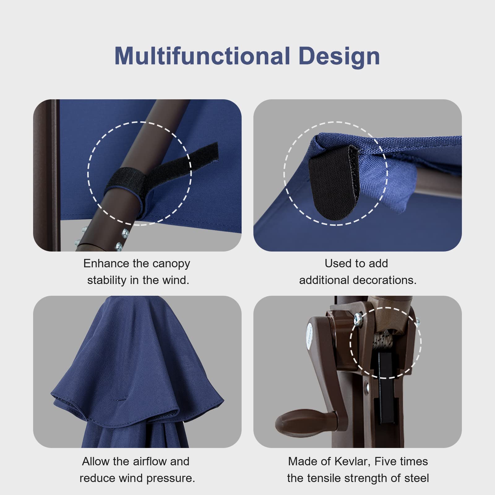 Premium Cantilever Patio Umbrella with Aluminum Stand - 3-Year Fade-Resistant Olefin Canopy, 360° Rotation & Adjustable Tilt - Perfect for Poolside, Deck, Garden, and Outdoor Dining Areas