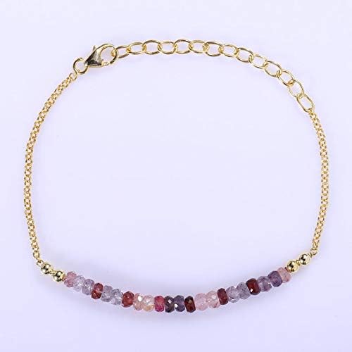Precious-GEMS Spinel Bracelet for Women - Sterling Silver, Gold or Rose Gold Filled Gemstone Jewelry - Elegant Multi-Spinel Bracelet Perfect for Christmas Gifts, Anniversary, Birthday & Special Occasions