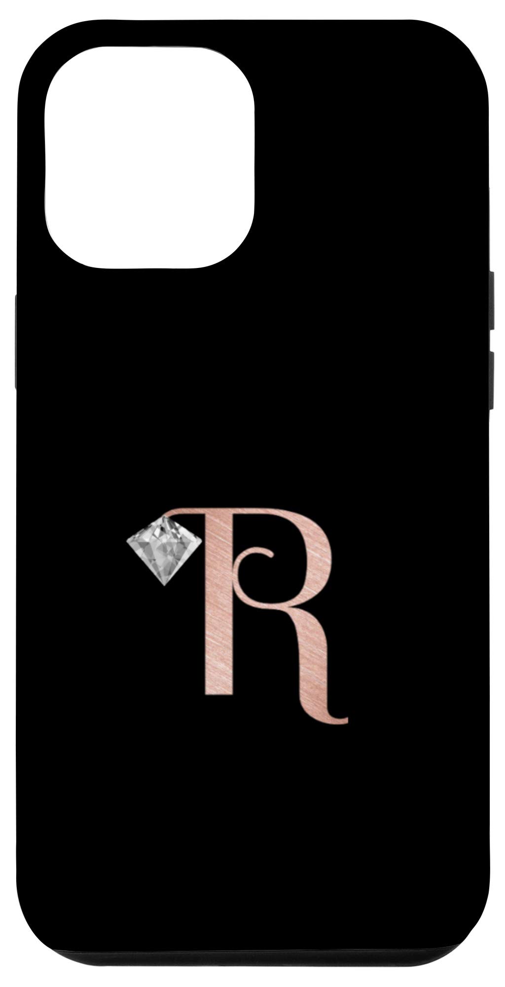 iPhone 12 Pro Max Phone Case with Letter R - Rose Pink & Black Initial Design for Women | Slim Protective Cover for Everyday Use, Work & Travel