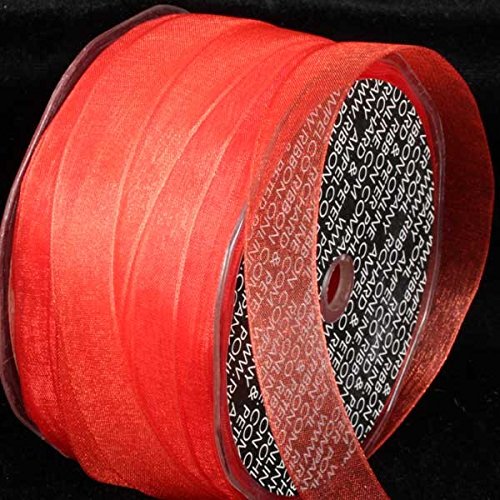 Bittersweet Orange Narrow Organdy Craft Ribbon - 9.5mm Width for Gift Wrapping, DIY Scrapbooking & Wedding Decorations