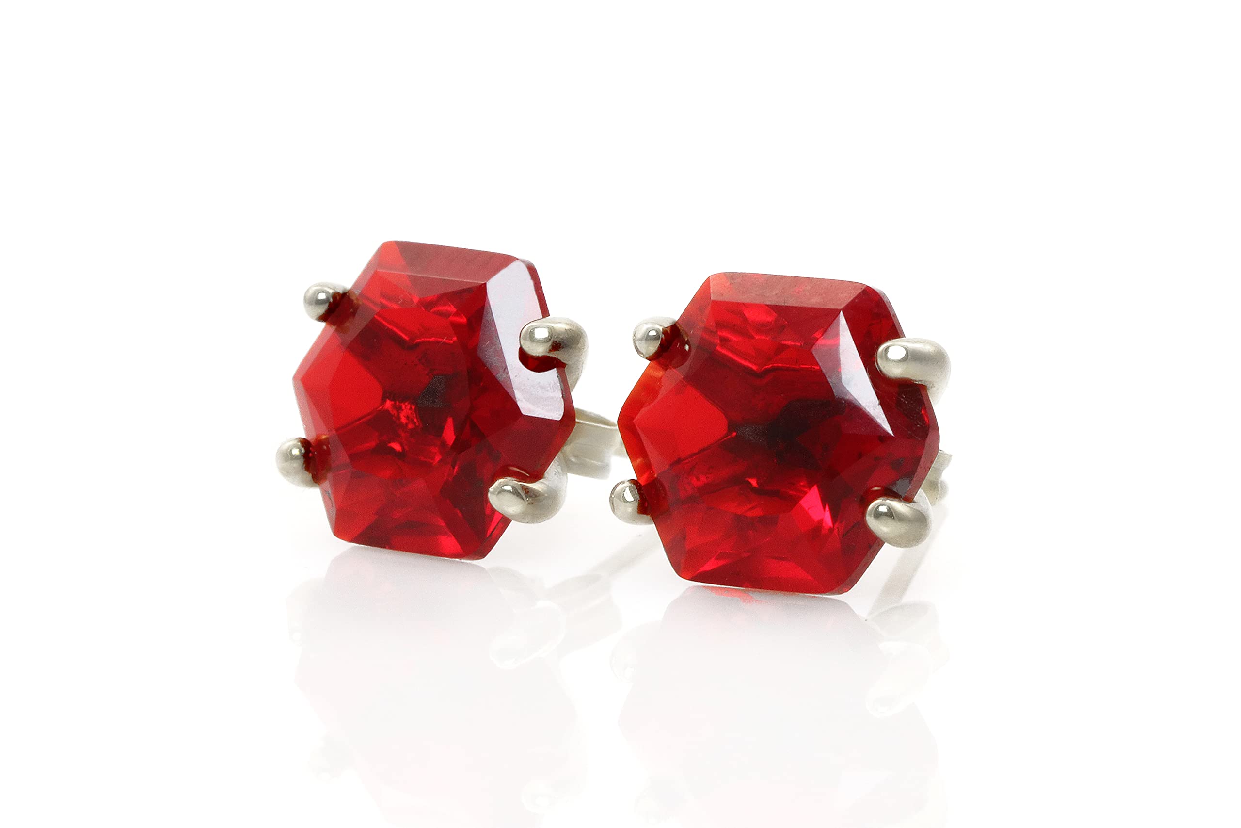 Vibrant Ruby Sterling Silver Earrings - Handmade Hypoallergenic Birthstone Jewelry for Women - Gift Ready with Jewelry Box | Perfect for Valentine's Day, Anniversary & Special Occasions