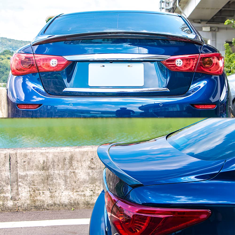 AeroBon Real Carbon Fiber Trunk Spoiler for 2014-2024 Infiniti Q50 & Q50S - P Style Rear Wing Spoiler | High-Performance Upgrade for Sporty Look & Better Aerodynamics