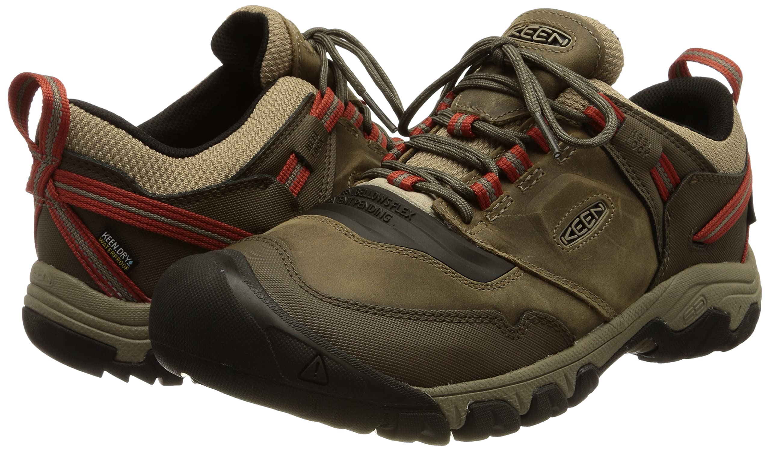 KEEN Men's Ridge Flex Low Height Waterproof Hiking Boots - Lightweight & Durable Outdoor Shoes for Trail Walking, Camping & Backpacking