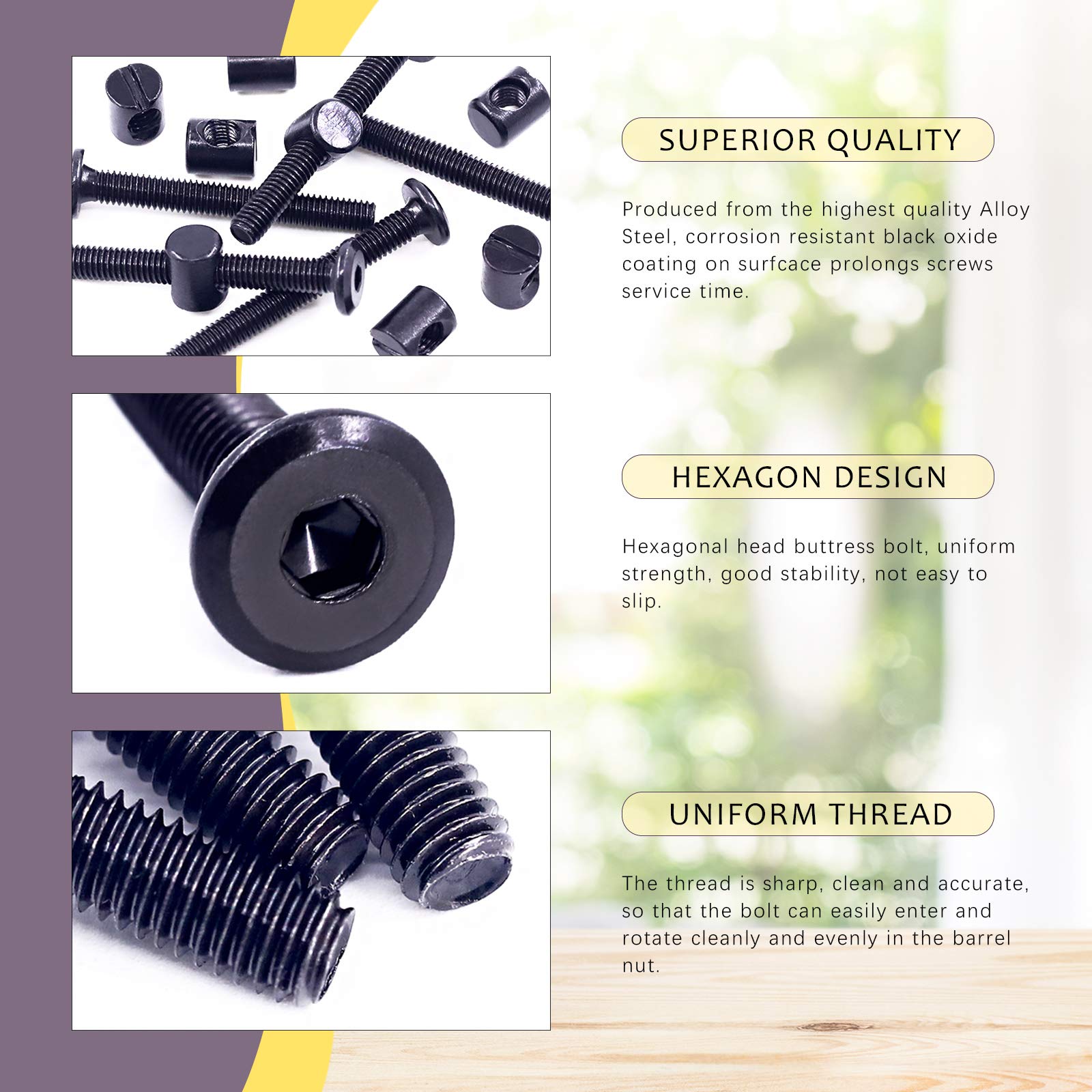 Swpeet 25Pcs M6x55mm Crib Screws with Allen Wrench - for Baby Beds & Furniture Assembly