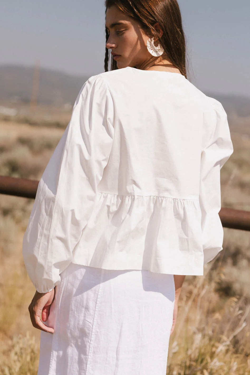 Elegant Maggie Peplum Tie Blouse in White | Women's Fashion Tops | Perfect for Office Wear & Special Occasions | FINAL SALE