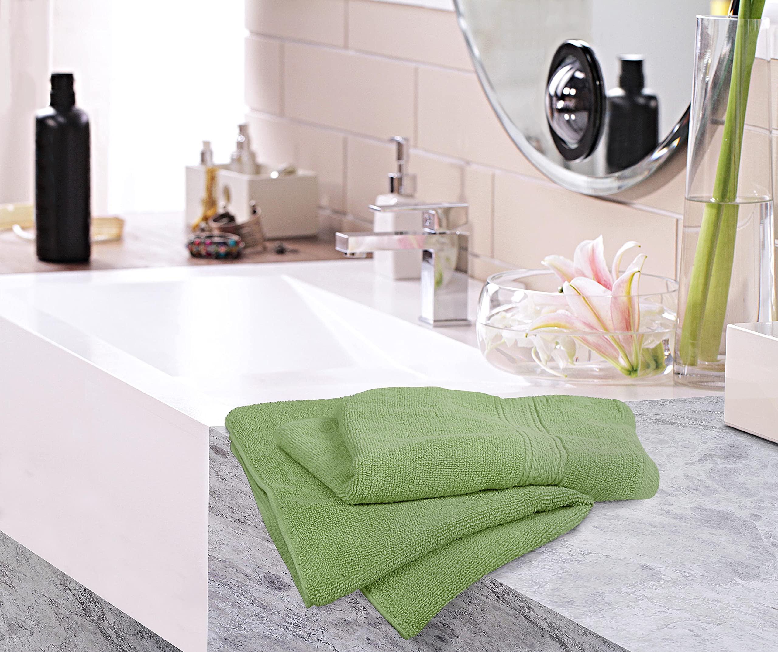 Utopia Towels 6 Pack Premium Hand Towels Set - 16x28 Inches, 100% Ring Spun Cotton, Ultra Soft & Highly Absorbent 600GSM Bath Towels for Bathroom, Gym, Shower, Hotel & Spa - Sage Green - Perfect for Home, Travel & Luxury Self-Care