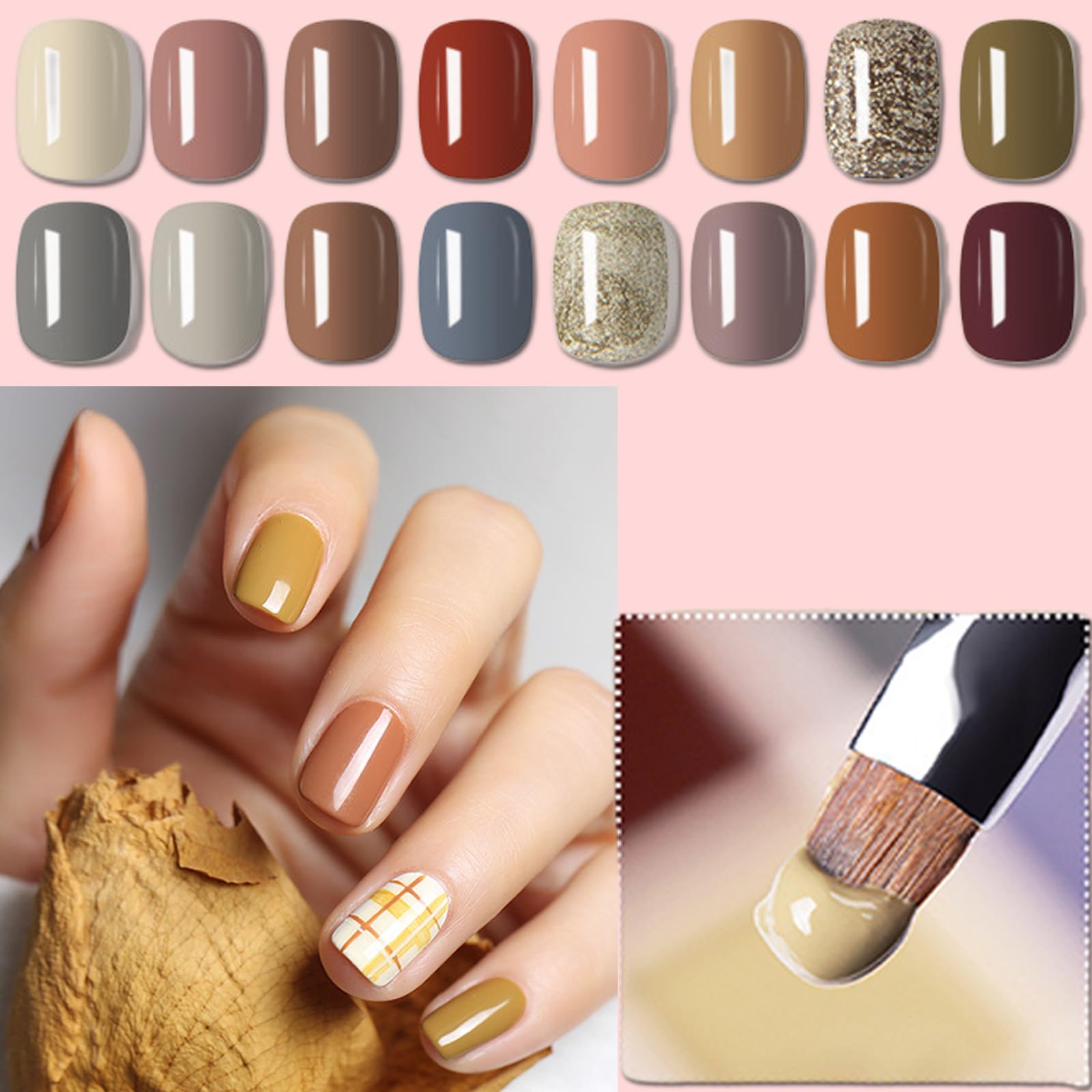 16 Colors Solid Gel Nail Polish Set with Detachable Brush - Waterproof Neon & Nude Gel Polish for Summer - Professional Salon Quality Manicure at Home, DIY Nail Art, Party & Wedding Nails